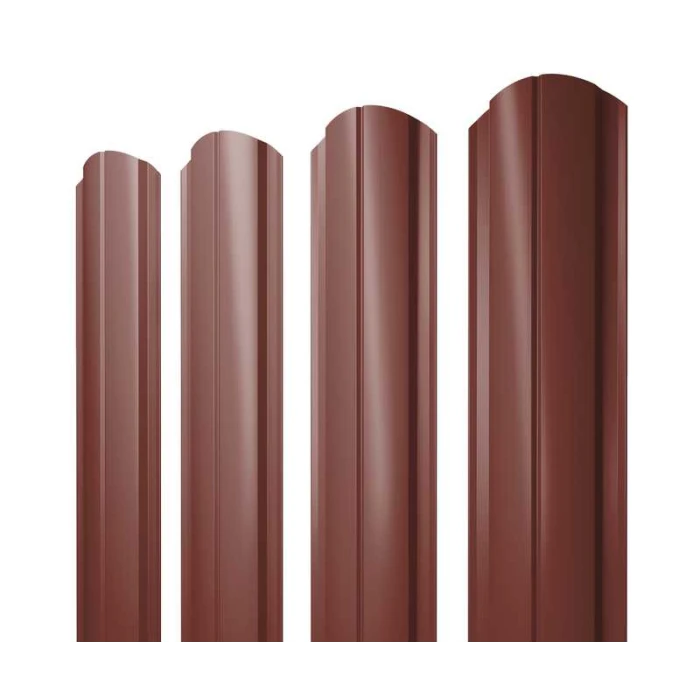 Штакетник Полукруглый Slim фигурный Grand Line 0,45 Полиэстер RAL 3009 Оксидно-Красный